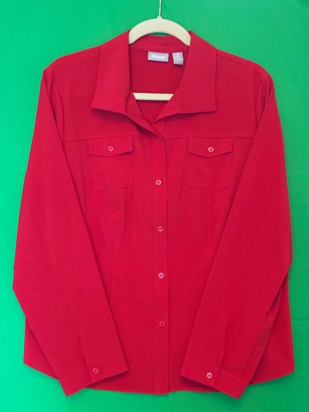 *EUC* BEAUTIFUL Chico's RED Button down shirt size 2